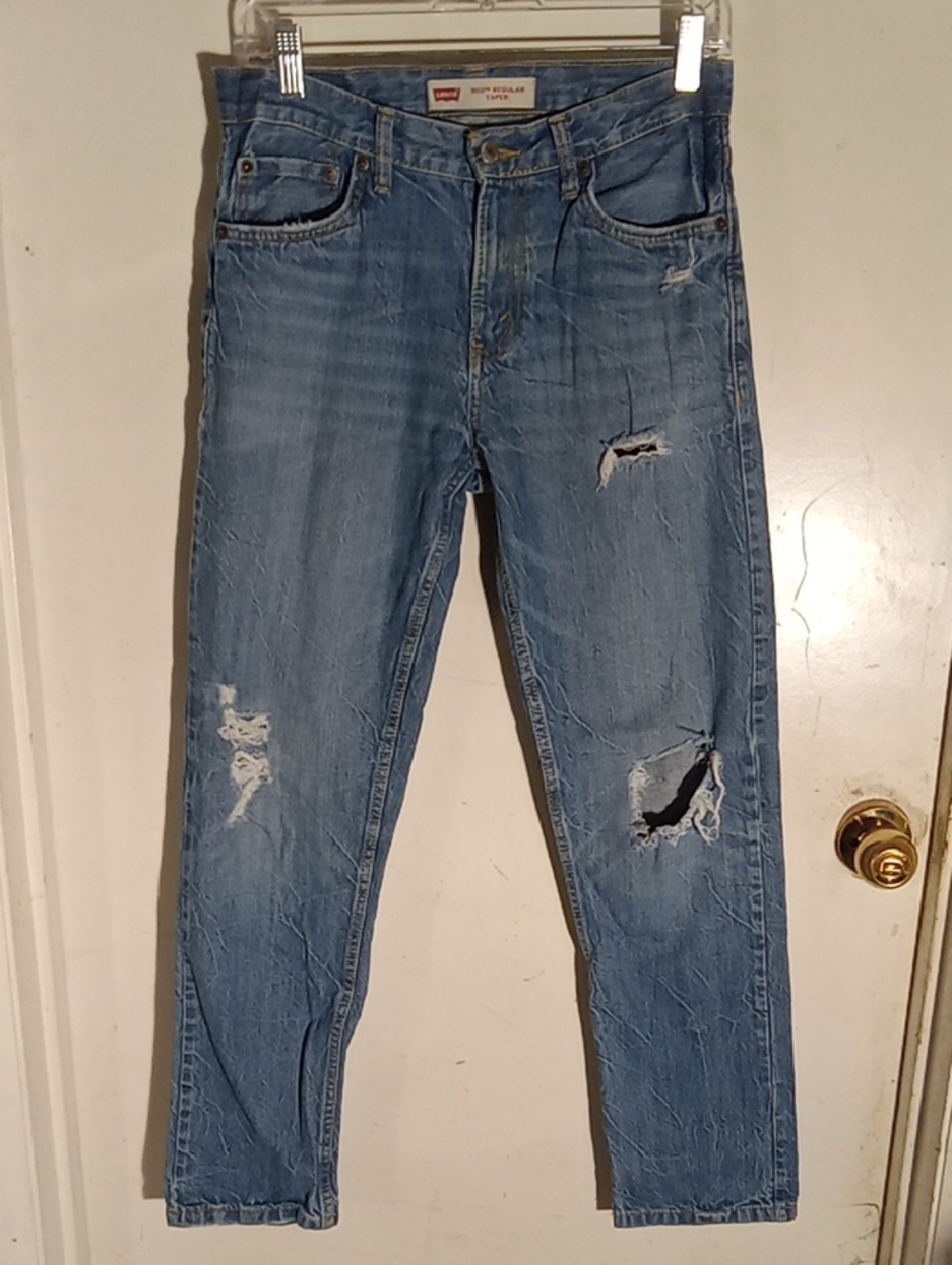 Men's Very Distressed Jeans Levi No Stretch 502 Regular Taper Blue